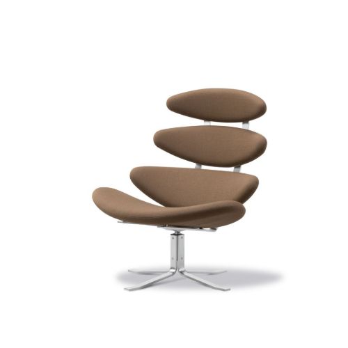 Fredericia Furniture 5000 Corona Sessel m. Drehfuß - Vidar 353/Gebürsteter Stahl
