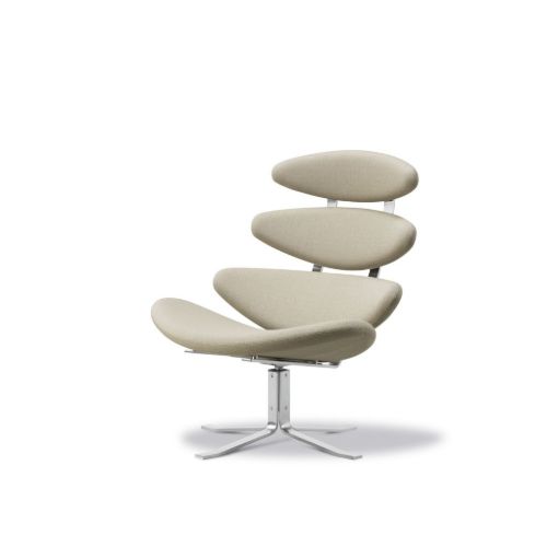 Fredericia Furniture 5000 Corona Sessel m. Drehfuß - Vidar 222/Gebürsteter Stahl