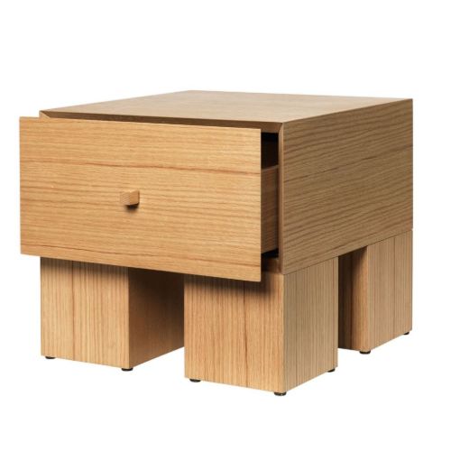 Ferm Living Kuben Bedside Table 1x1 B: 45 cm - Natural Oak Veneer