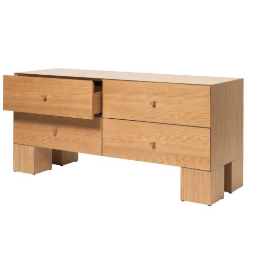 Ferm Living Kuben Drawers 2x2 B: 135 cm - Natural Oak Veneer