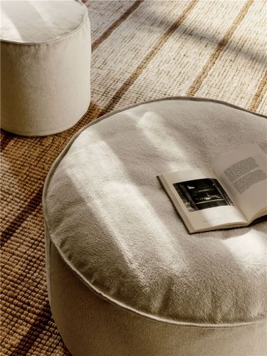 Ferm Living Aun Baumwoll-Pouf Ø: 40 cm - Cremeweiß