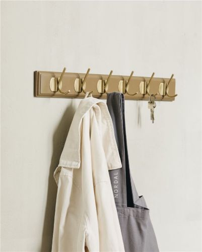 Nordal Edgy Garderobenständer mit 6 Haken L: 60 cm - Messing/Braun