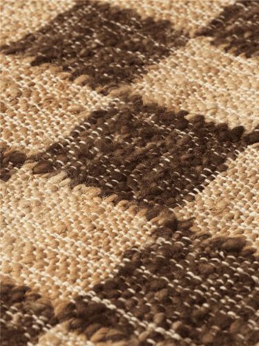 Ferm Living Karo-Woll-Jute-Teppich 140 x 200 – Kaffee/Natur