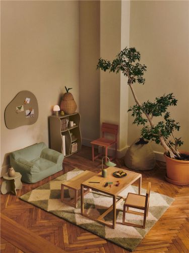 Ferm Living Billow Sitzsack B: 80 cm - Bio-Baumwolle/Teegrün