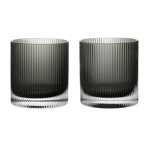 Ferm Living Ripple Tumbler Glasses 25 cl Set of 2 - Glass/Smoked Grey