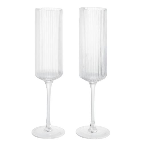 Ferm Living Ripple Champagneglas 15 cl Set of 2 - Clear Glass