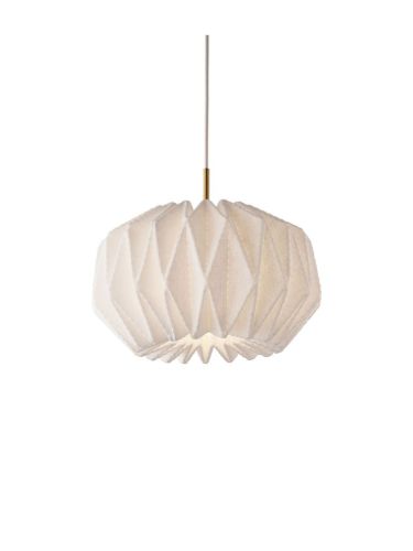 Le Klint 164 Softly Pleated I Pendelleuchte Rund S Ø: 42 cm - Messing/Weiß