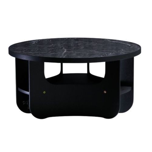 Bent Hansen Vido Sofabord Ø: 81,5 cm - Sort Ask/Sort Marmor