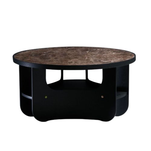 Bent Hansen Vido Sofabord Ø: 81,5 cm - Sort Ask/Brun Marmor