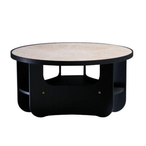 Bent Hansen Vido Sofabord Ø: 81,5 cm - Sort Ask/Lys Marmor