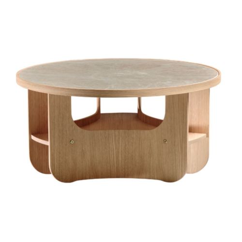 Bent Hansen Vido Sofabord Ø: 81,5 cm - Olieret Eg/Lys Marmor