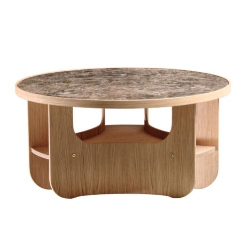 Bent Hansen Vido Sofabord Ø: 81,5 cm - Olieret Eg/Brun Marmor