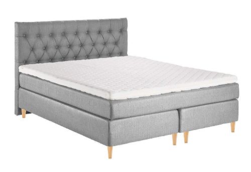 GOOD NIGHT Odin Continental Bett 180x200 cm Fester Liegekomfort - Hellgrauer Luxusstoff