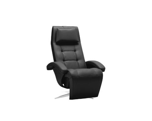 Skipper Furniture Modena Lænestol SH: 44 cm - Børstet Stål/Sort Samoa Læder