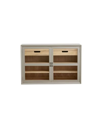 Nordal Viva Vitrine niedrig mit 2 Türen, Höhe: 96,5 cm - Holz/Grau