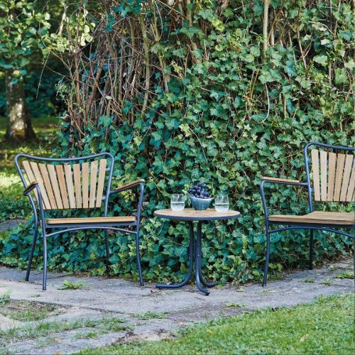 Mandalay Marguerit Loungetisch Ø50 cm inkl. 2 Loungesessel Gartenmöbel-Set - Anthrazit/Teak
