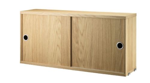 String Furniture Cabinet With Sliding Doors B: 78 cm - Oak OUTLET