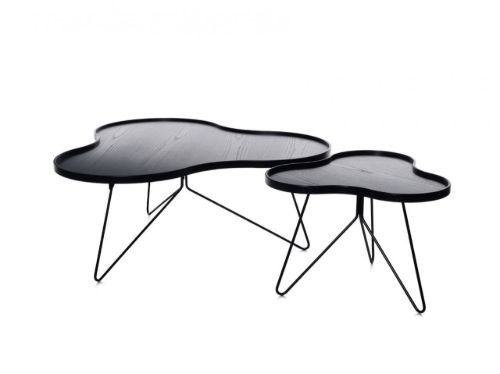Swedese Flower Mono Couchtisch 66 x 62 x 39 cm – schwarz lackierte Esche/schwarzer Stahl