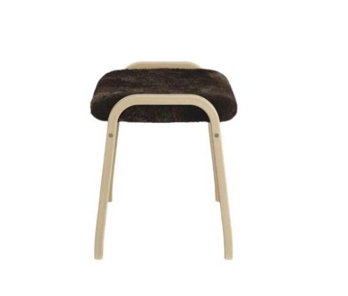 Swedese Lamino Fußhocker H: 48 cm – Eiche Naturlack/Espresso-Schaffell
