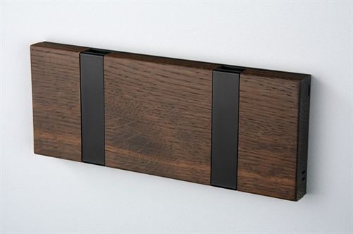 KNAX horizontaler 2 Garderobenständer L: 19,8 cm – Geräucherte geölte Eiche / Schwarz