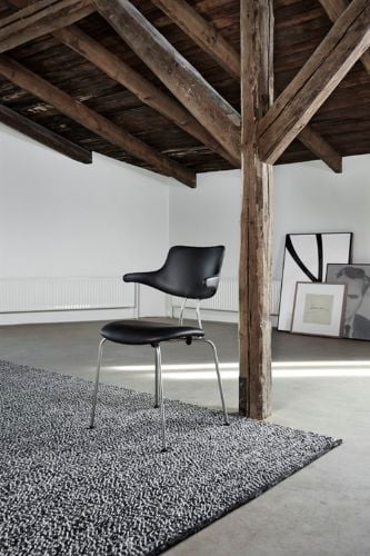 Vermund Stuhl VL118 SH: 46 cm – Chrom/schwarzes Sierra-Leder