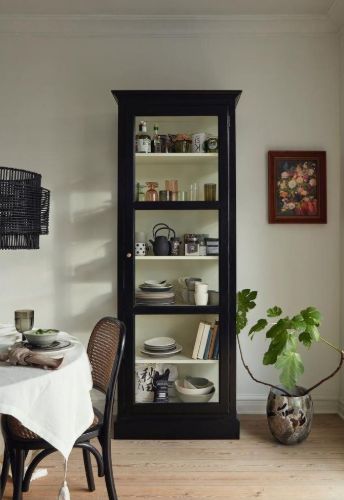 Nordal Classic Cabinet Einzelvitrine 84 x 212 cm - Schwarz / Holz