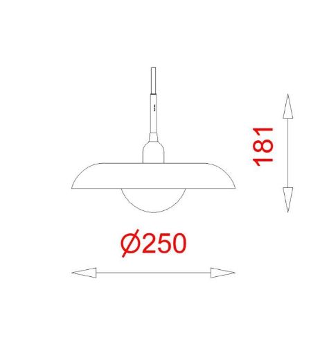 Piet Hein RA 250 Pendelleuchte Ø: 25 cm - Weiß/Schwarzes Kabel