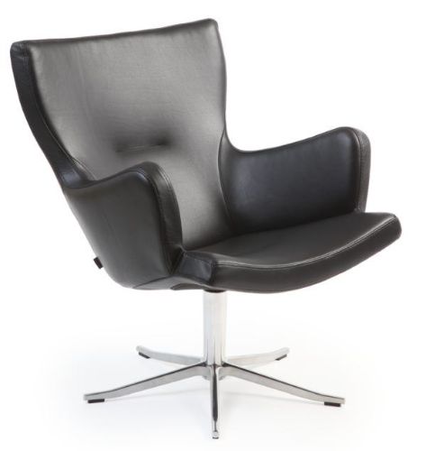 Conform Gyro Lænestol Med Armlæn  - Sort læder/Aluminium (Prisgruppe 30/2514-89)