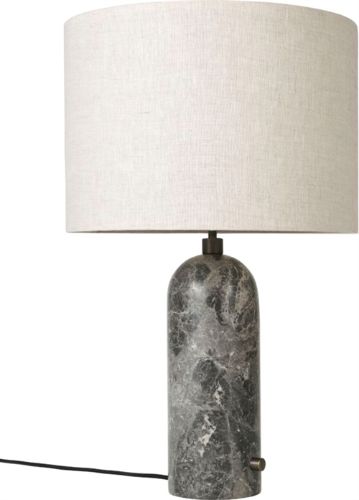 GUBI Gravity Table Lamp Large - Grå Marmor Base Hessian Skærm