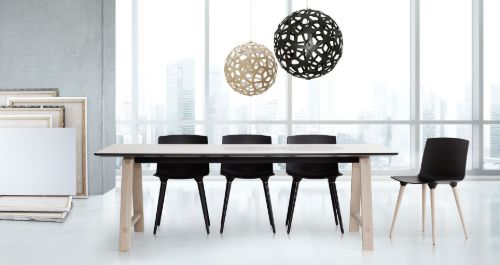 Andersen Furniture T1 byKATO Esstisch 220x95 cm mit Verlängerung – Fenix Laminat / Schwarzer Eichenlack