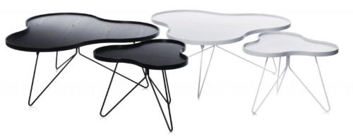 Swedese Flower Mono Couchtisch 66 x 62 x 33 cm – weiß lackierte Esche/weißer Stahl
