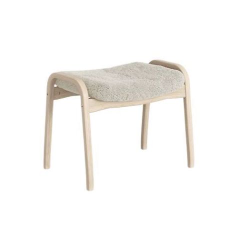 Swedese Lamino Fodskammel H: 48 cm - Hvidpigmenteret Eg/Moonlight Fåreskind