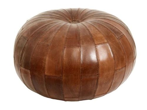 Nordal Rugby Round Leather Pouf Ø: 71 cm - Antique Brown