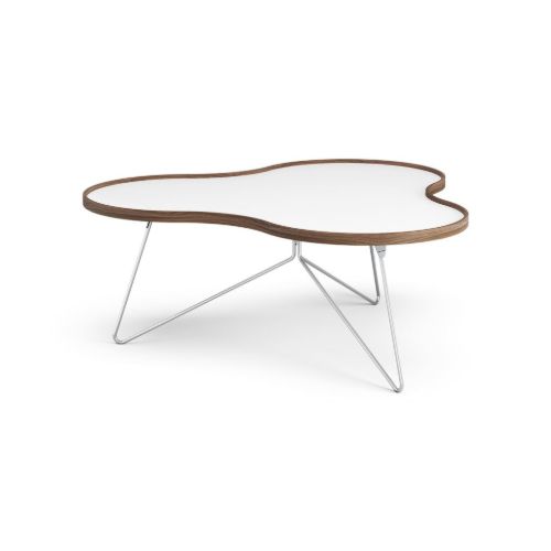 Swedese Flower Couchtisch 114 x 107 x 45 cm – Walnuss/weißes Laminat/Chrom