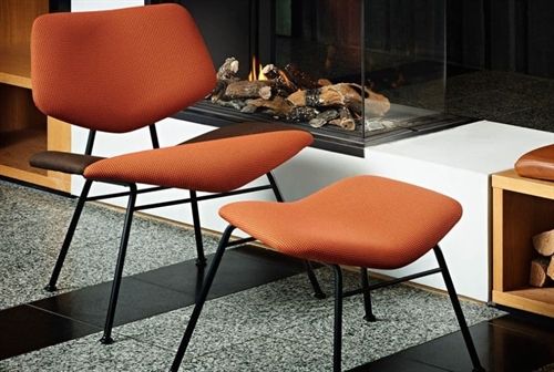 Vermund Larsen VL136 Fußhocker für Cozy Lounge Chair H: 37 cm – Sierra Cognac/Chrom
