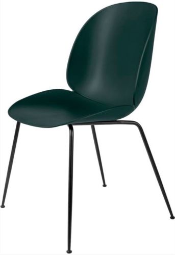 GUBI Beetle Dining Chair Conic Base - Black Base / Dark Green Shell 