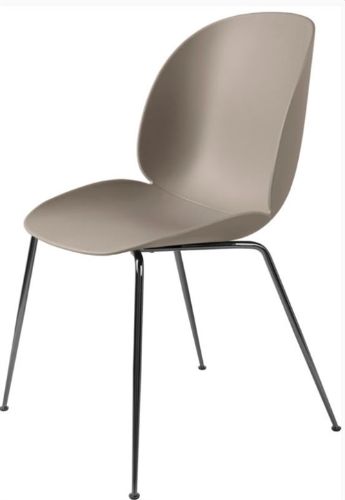 GUBI Beetle Dining Chair Conic Base - Black Chrome Base / New Beige Shell 