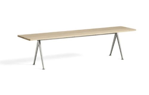 HAY Pyramidenbank 12 L: 190 cm – Gestell aus beigem Stahl/matt lackierte Eiche