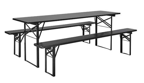 Nordal Gartenset mit Tisch und Bänken 220 x 77 cm – Schwarz
