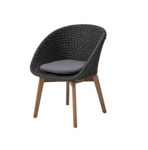 Cane-line Outdoor Peacock Stühl SH: 47 cm - Dunkelgrau/Teak