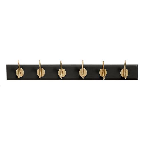 Nordal Edgy Knagerække m. 6 Knager L: 60 cm - Brass/Sort 