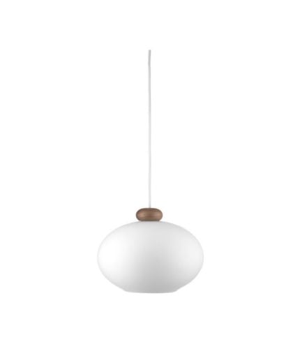 FDB Møbler U2 Hiti Pendel m. Hvid Ledning Ø: 26 cm - Valnød/Opal Glas 
