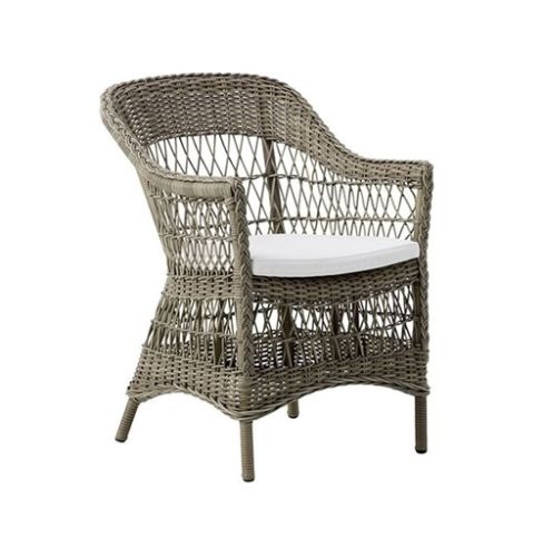 Sika-Design Charlot Exterior Gartenstuhl inkl. Kissen SH: 46 cm – Antikgrau/CY101 Weiß