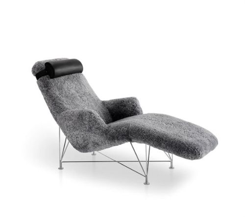 Dux Superspider-Sessel – Graues Schaffell/schwarzes Leder