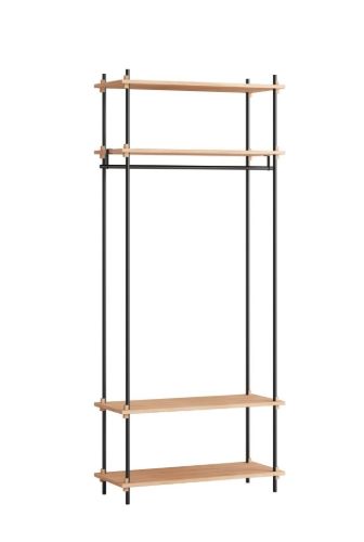 Moebe Regalsystem Offener Kleiderschrank 200x85 cm - Eiche/Schwarz