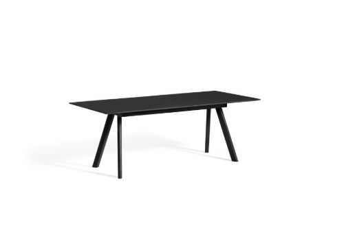 HAY CPH 30 Extendable Table 200/400x90x74 cm - Black Lacquered Solid Oak/Black Linoleum 