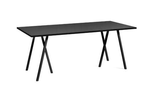 HAY Loop Stand Tisch 180x87,5 cm - Schwarz/Schwarzes Linoleum