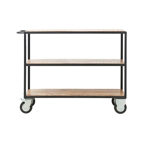 House Doctor Regal mit Rollen – Schwarz/Holz