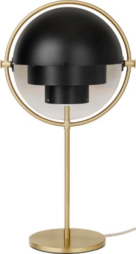 GUBI Multi-Lite Tischleuchte Ø: 24 cm Messingsockel - Schwarzer halbmatter Schirm