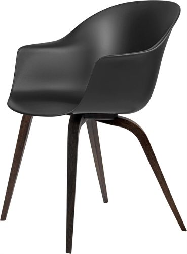 GUBI Bat Dining Chair Wood Base 45 cm - Smoked Oak/Black